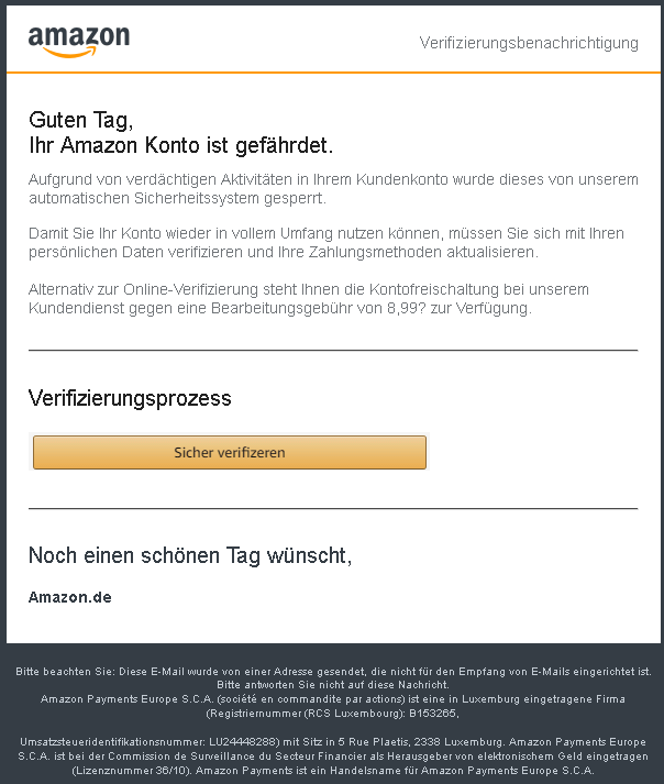 Phishing-Mail Amazon