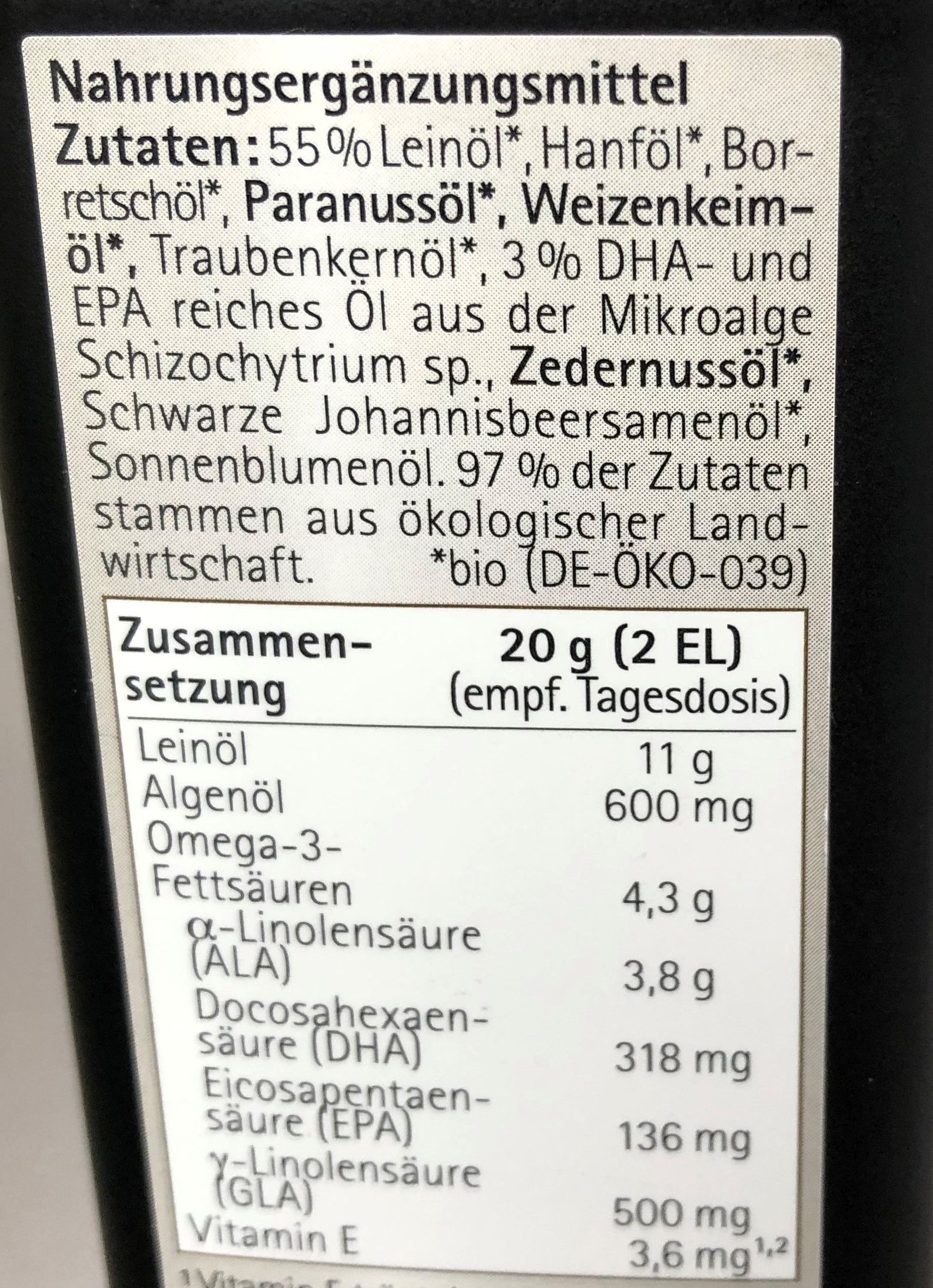 Algenöl Zusammensetzung
