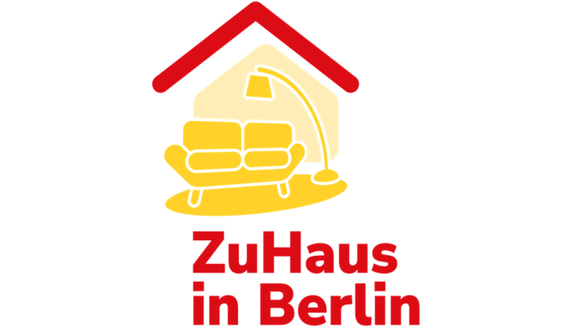 Wort-Bild-Marke ZuHaus in Berlin mit gelbem Sofa und Lampe unter rotem Dach