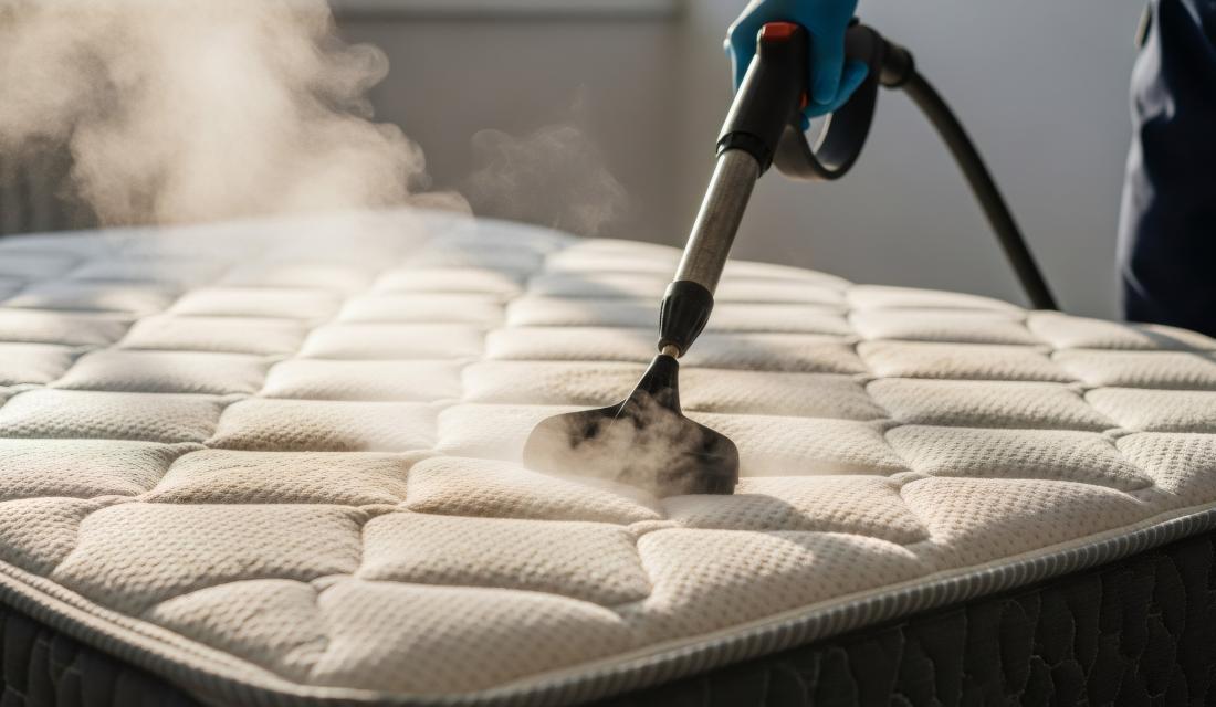 Eine Matratze wird gereinigt.