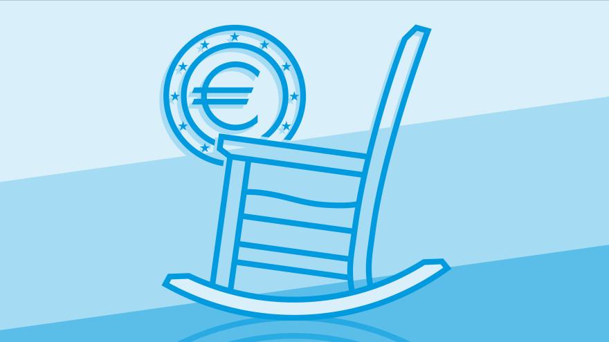 Illustration eines Schaukelstuhls vor einer Euromünze