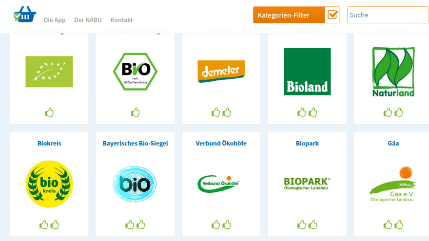 Sreenshot der App NABU Siegelcheck 