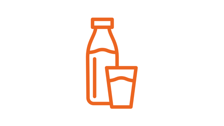 Symbol einer Michflasche und eines Glas Milch