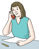 Telefonierende Frau